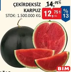 ÇEKİRDEKSİZ KARPUZ KG fiyat ve kampanya bilgisi
